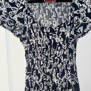 Kate Spade Navy and White Butterfly long dress